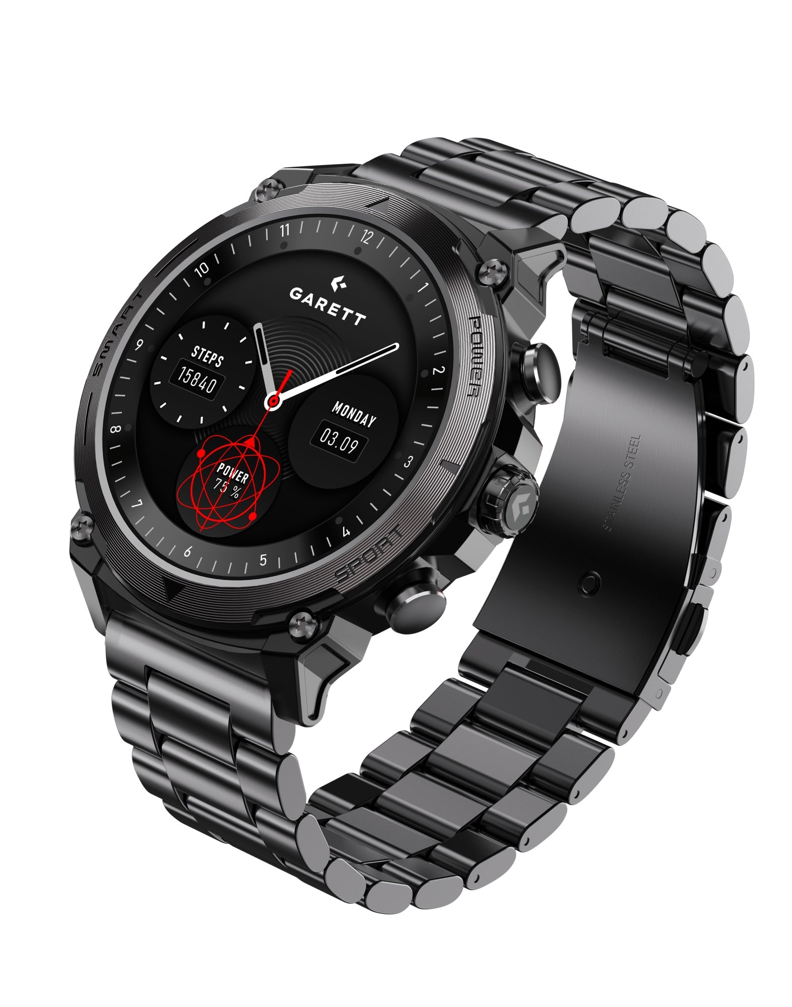 Garett Atom Smart Watch Black Steel | Foy’s Electrical