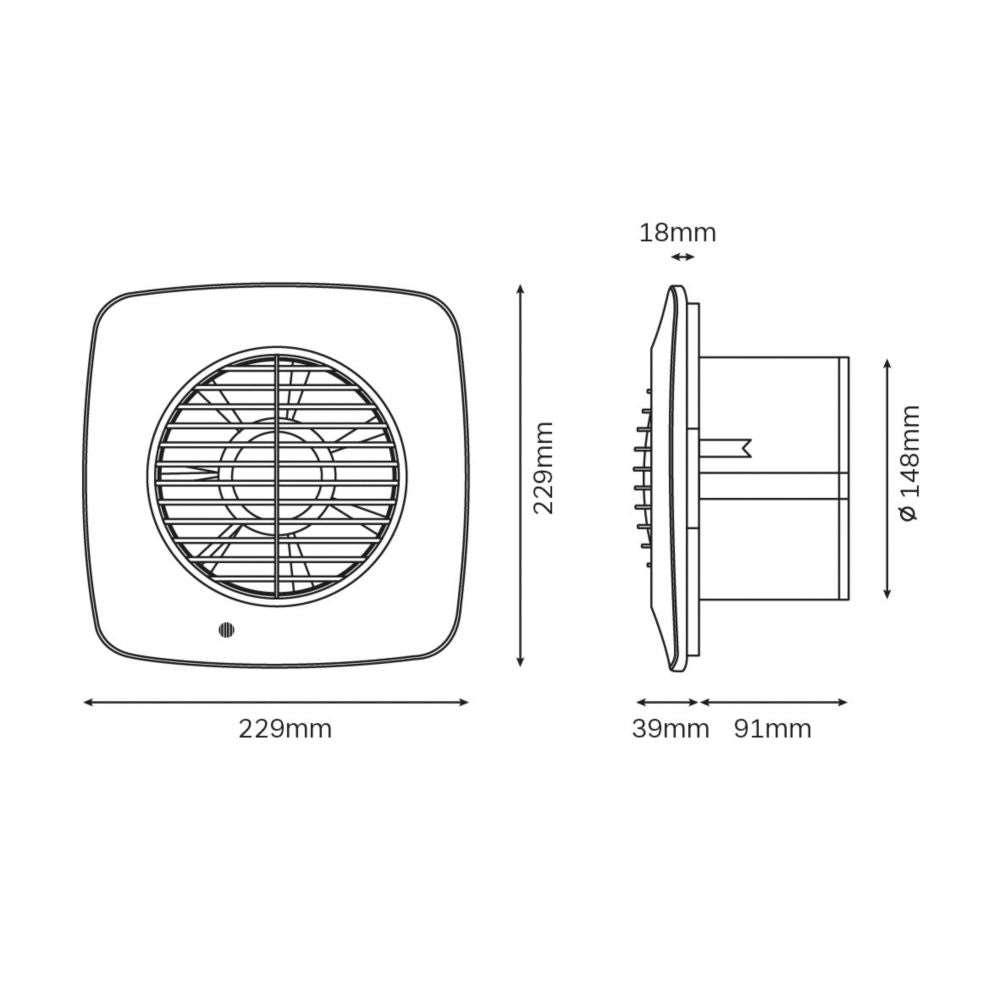 Xpelair Standard Square Kitchen Extractor Fan DX150S