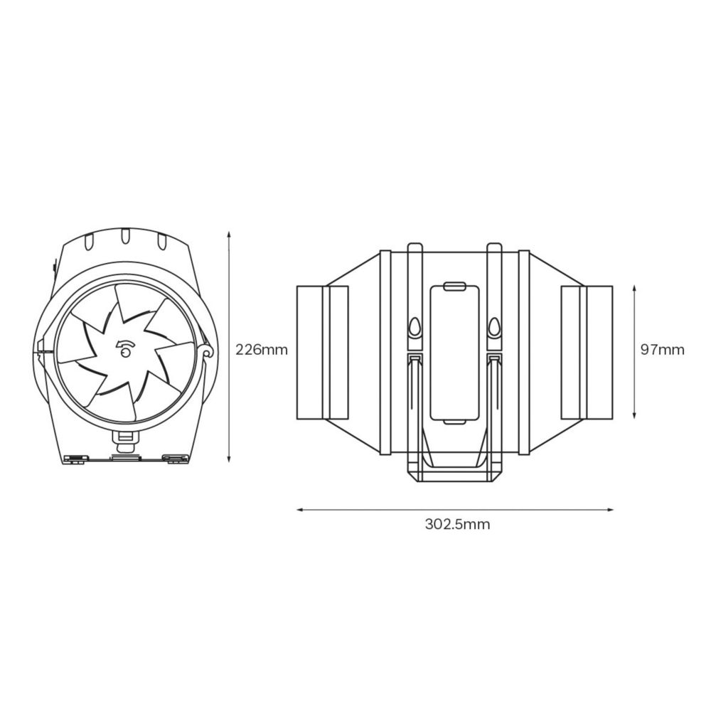 Xpelair Inline Mixed Flow Duct Fan XIMX100+