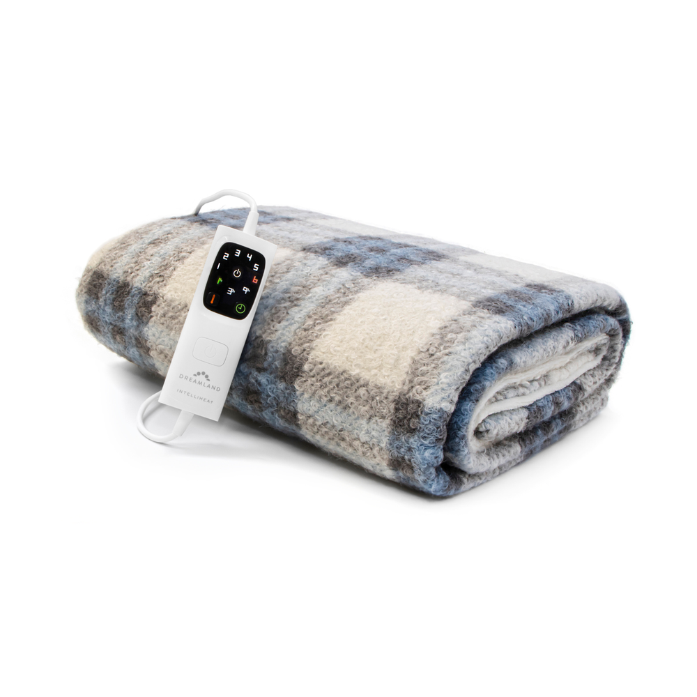 Dreamland Naptime Sherpa Heated Throw Blue and Grey | 26260