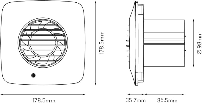 Xpelair Simply Silent DX100BTS 100mm Square Extractor Fan with Timer White | DX100BTS