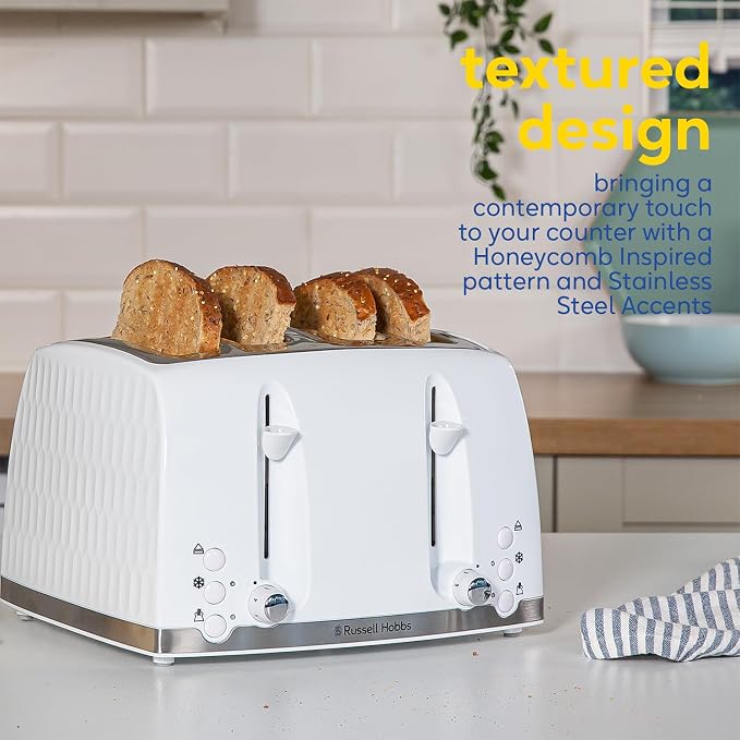 Russell Hobbs Honeycomb 4 Slice Toaster White | 26070