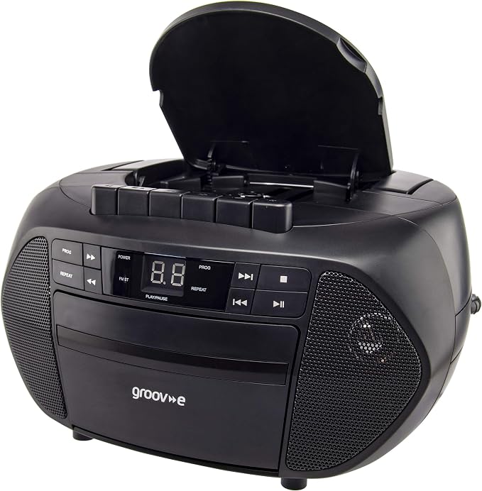 Groov-e Portable CD and Cassette Boombox Black | 295161