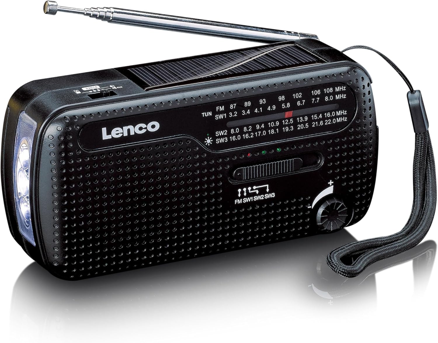 Lenco Portable Emergency Radio with Power Bank & Torch | MCR-113BK