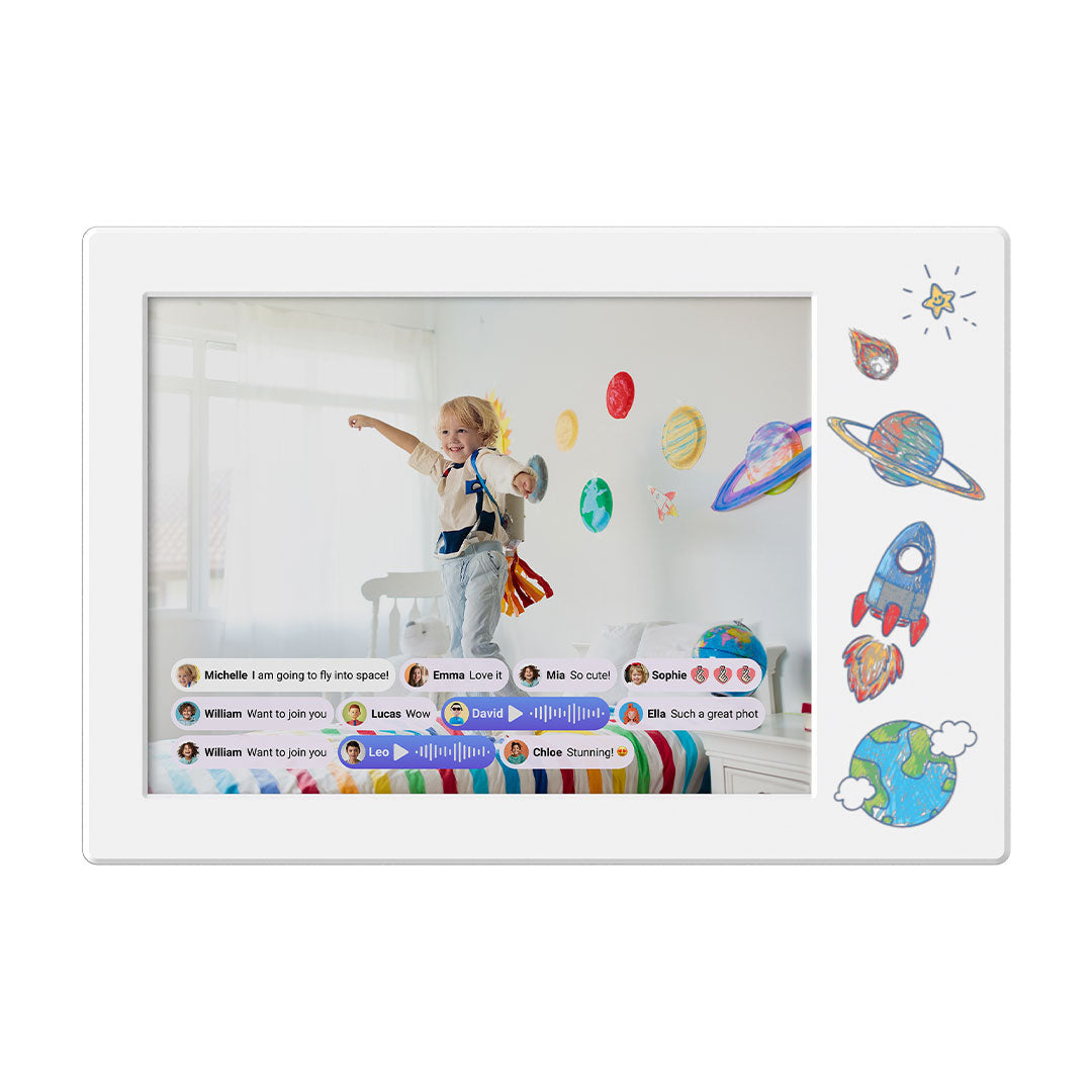 myFirst Frame Doodle 9 - 9" E-Ink Drawing Tablet with Tracing Overlay - White | 256-FF0901SA-WE01 Digital Frame