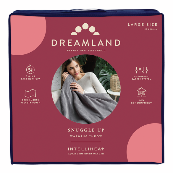 Dreamland Snuggle Up Electric Warming Throw Grey | 16707