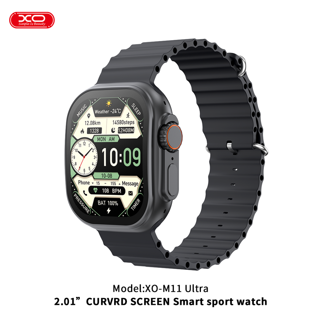 XO Blk M11 Ultra Wireless Charging Smart Sports Watch | EXSXO-M11ULTRAB