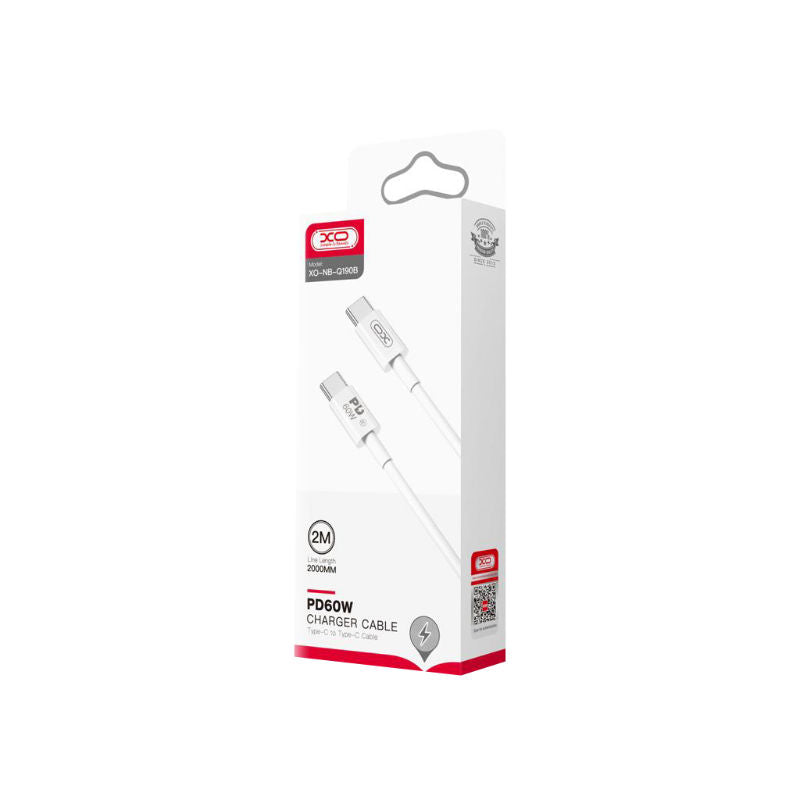 XO White Nb-Q190A 60W 2M Cable Type-C To Type-C