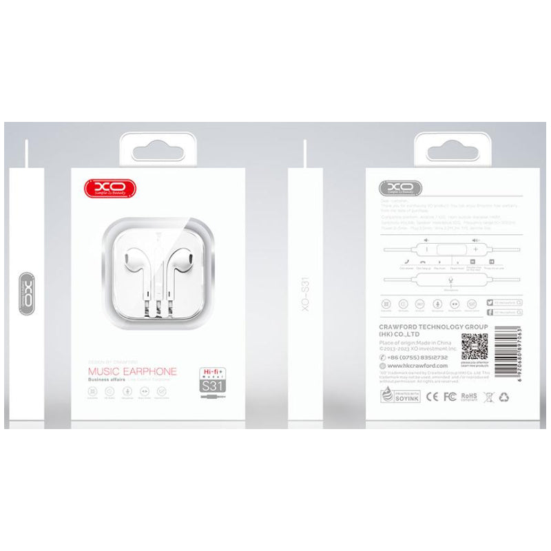 XO-S31 White Stereo USB-C Wired Earphones | EXSXO-S31