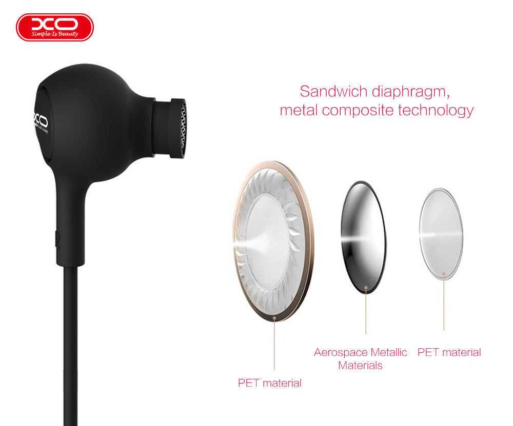 XO Black S6 Candy Music Earphones 3.5mm Jack 1.2m