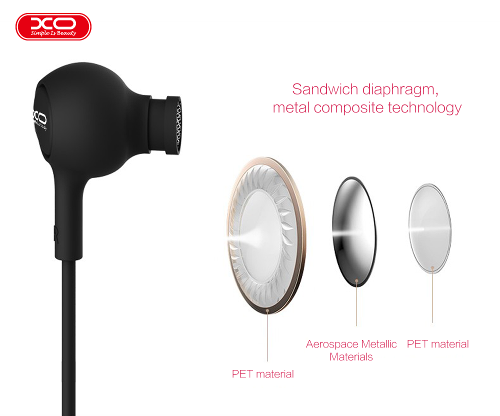XO Black S6 Candy Music Earphones 3.5mm Jack 1.2m