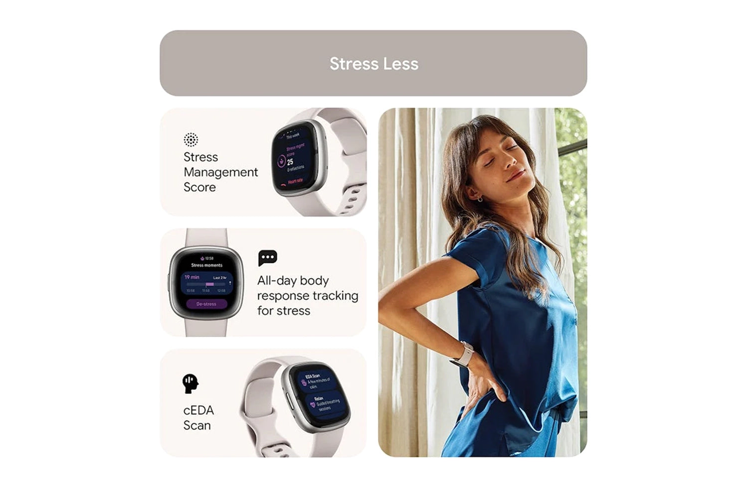 Fitbit Sense 2 Lunar White/Platinum | FB521SRWT