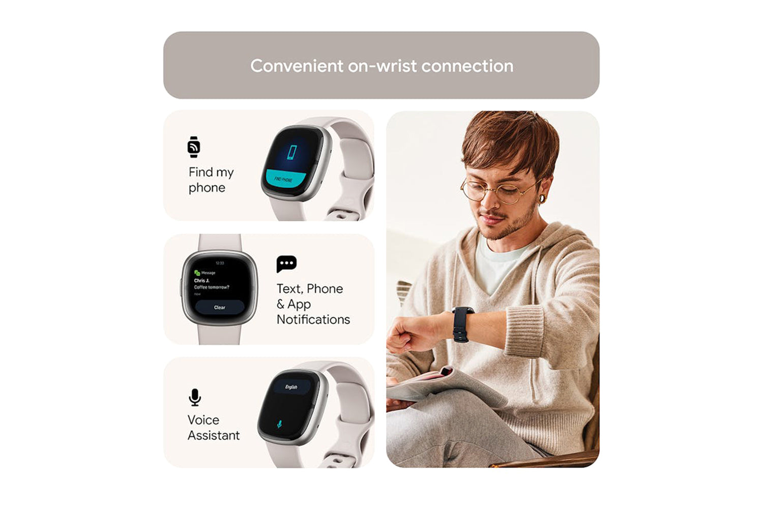 Fitbit Sense 2 Lunar White/Platinum | FB521SRWT
