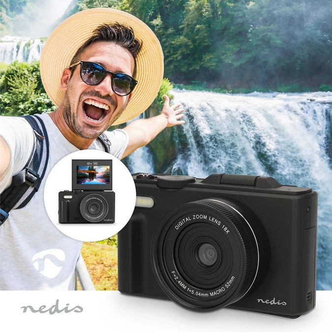 Nedis 16MP 5K Digital Camera with Flip Screen Black | HM41PC2570