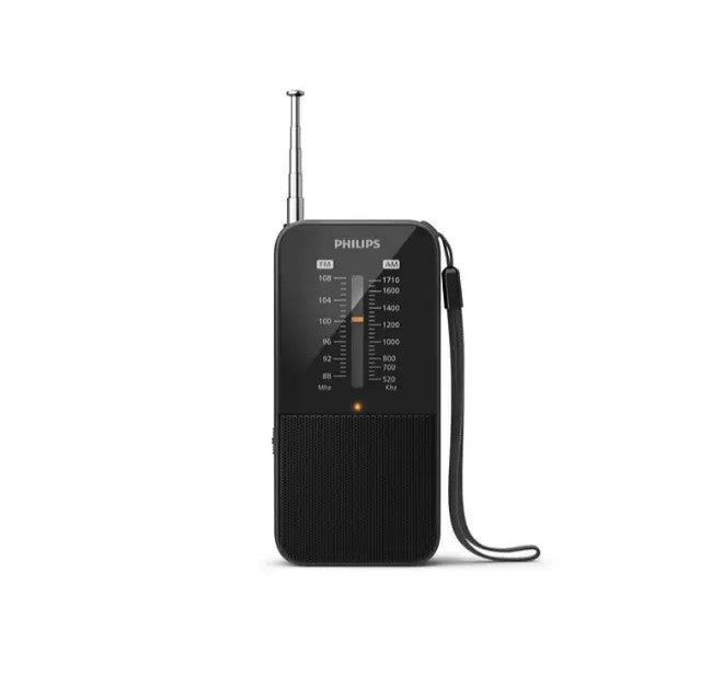 Philips FM Clock Radio with Battery Backup - Black Portable Radio