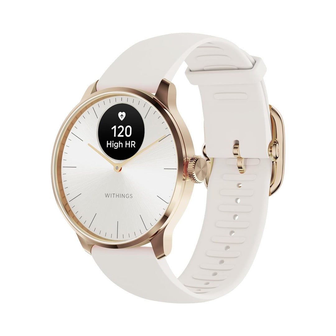 Withings ScanWatch Light - Health Tracking Watch with Heart Rate & SpO2 - Rose Gold White | 78-HWA11-model 1-All-Int Smartwatch