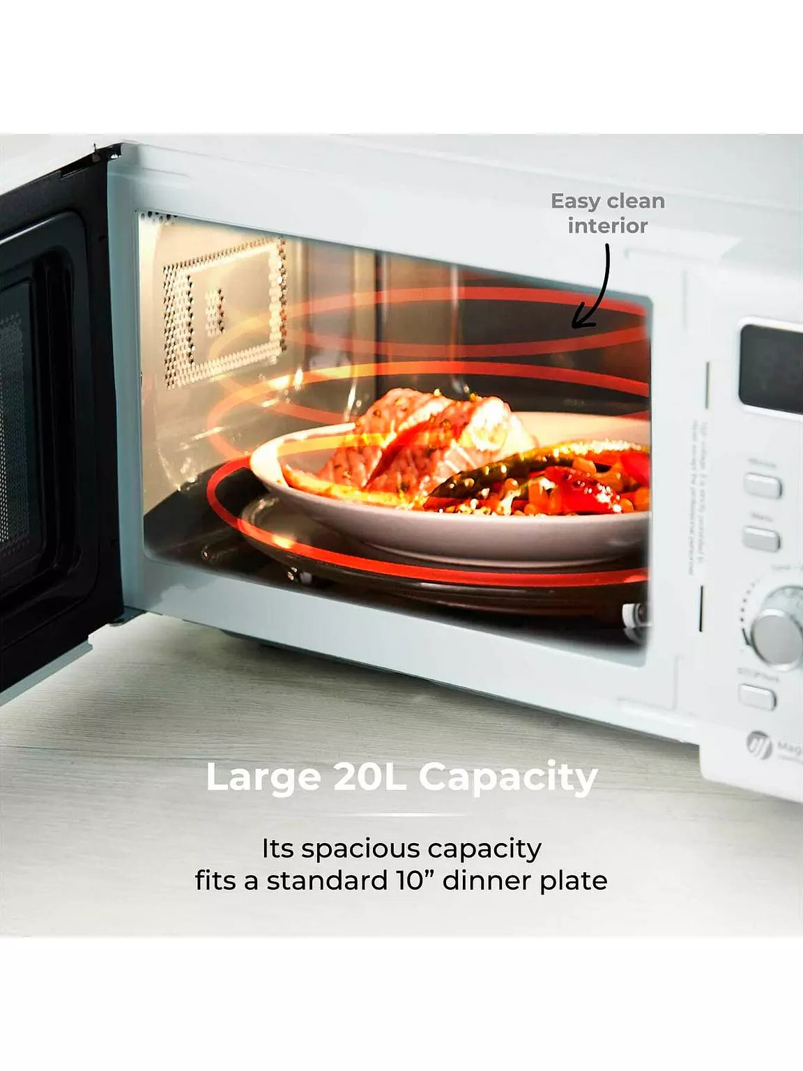 Tower 800 W 20 L Digital Microwave Oven, White & Chrome Microwave