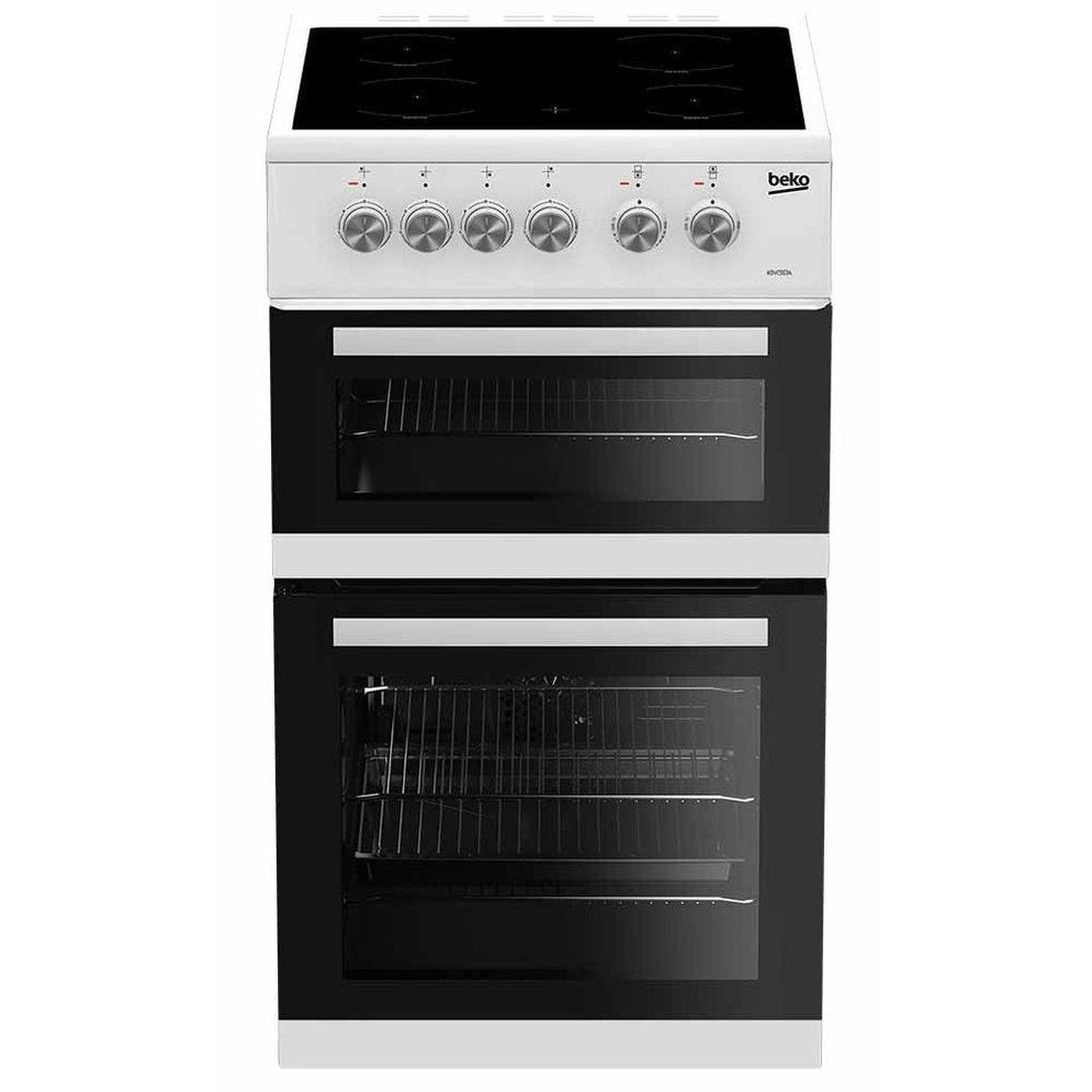 Beko 50cm Double Oven Electric Cooker | KDVC563AW Beko Cooker Foys Electrical Cootehill Electrical Foys Electrical Cootehill
