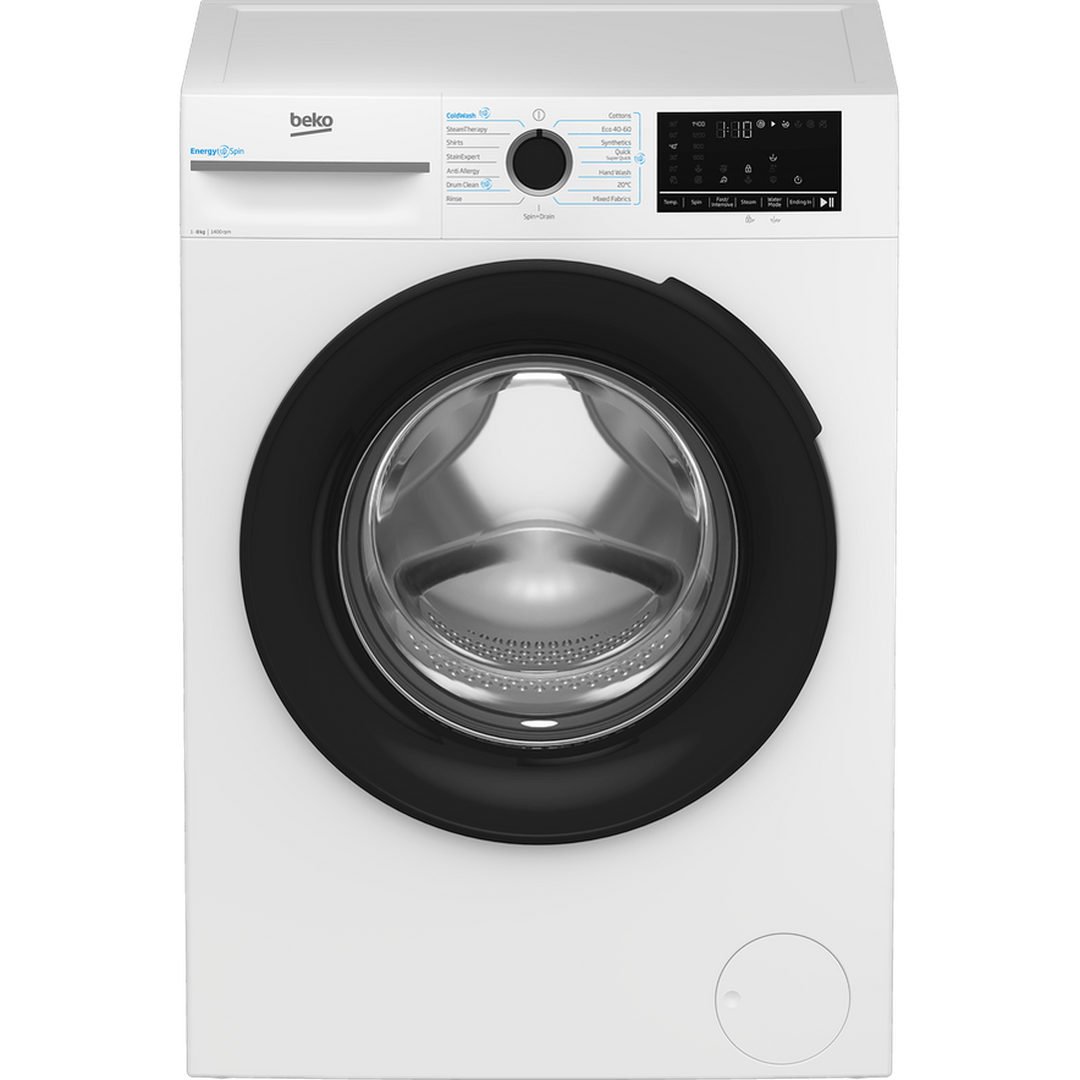 Beko EnergySpin™ 8kg Washing Machine with 1400 rpm - White | BM3WT4841IW Beko Washing Machine Foys Electrical Cootehill Electrical Foys Electrical Cootehill