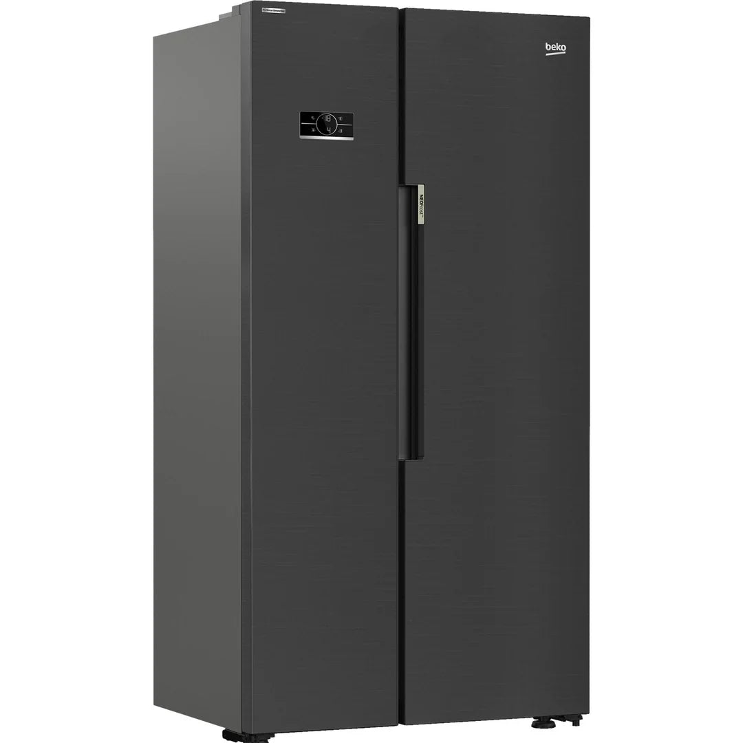 Beko Freestanding American Style Fridge Freezer with NeoFrost™ Black Steel | ASL1442VPZ American Fridge Freezer