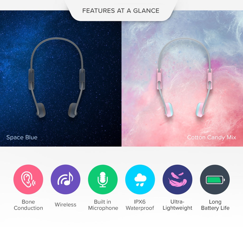 myFirst Headphones BC Wireless Lite - Bone Conduction, 85dB Safe, IP68 Waterproof - Blue | 256-FH8504SA-BE01