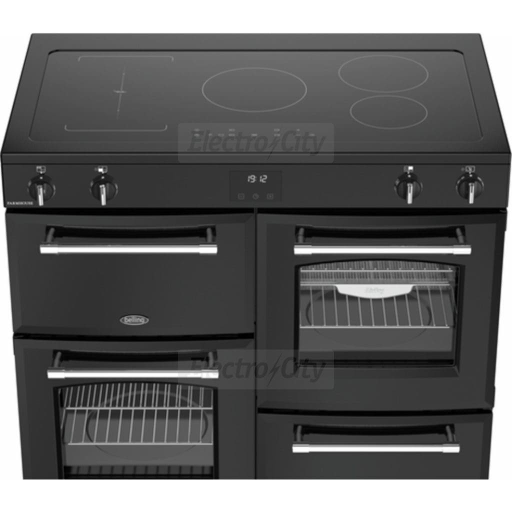 Belling Farmhouse 100cm Induction Range Cooker, Black FH100EIBLK