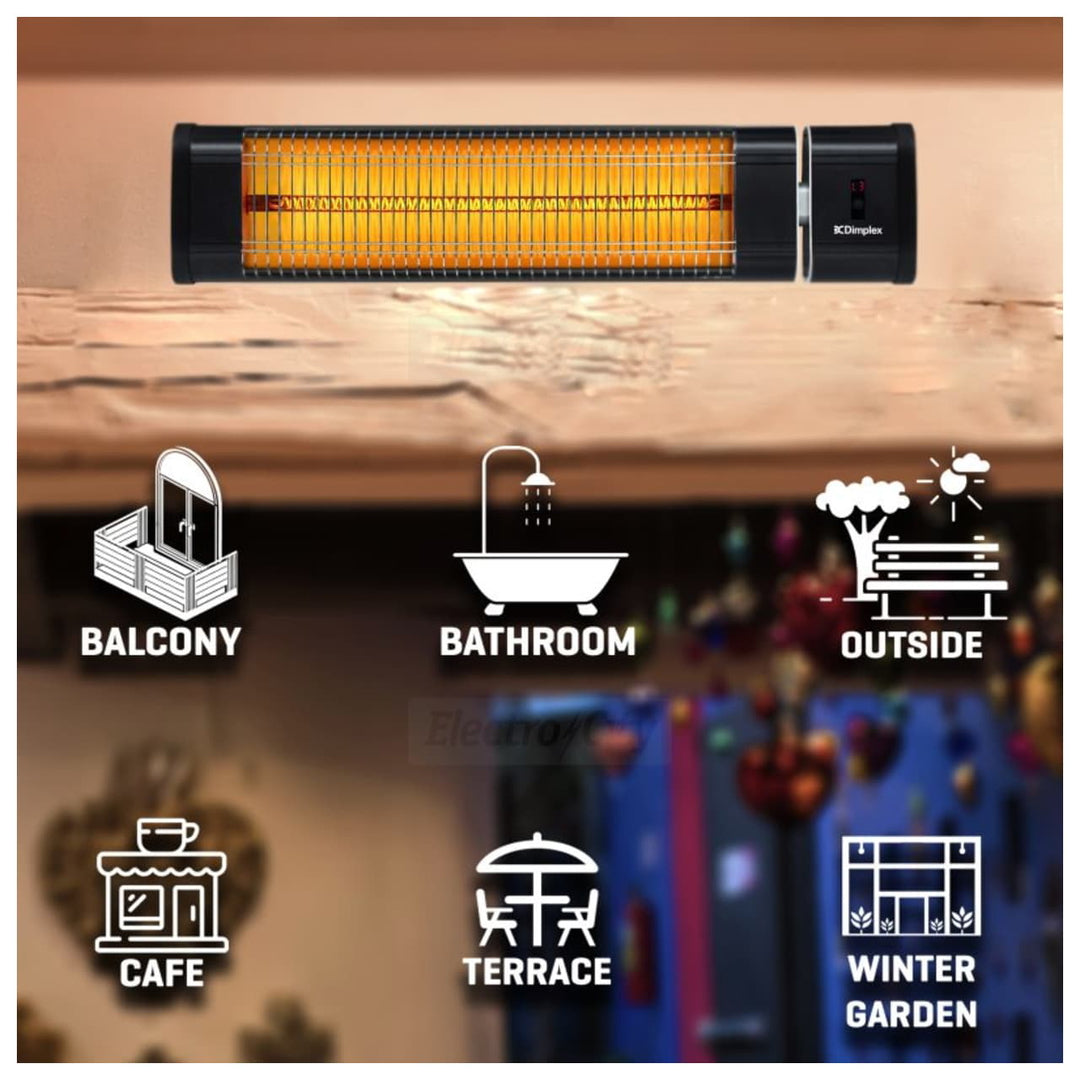 Dimplex 2.5kW Wall Mounted Carbon Indoor & Outdoor Heater | DXOTDRWM25