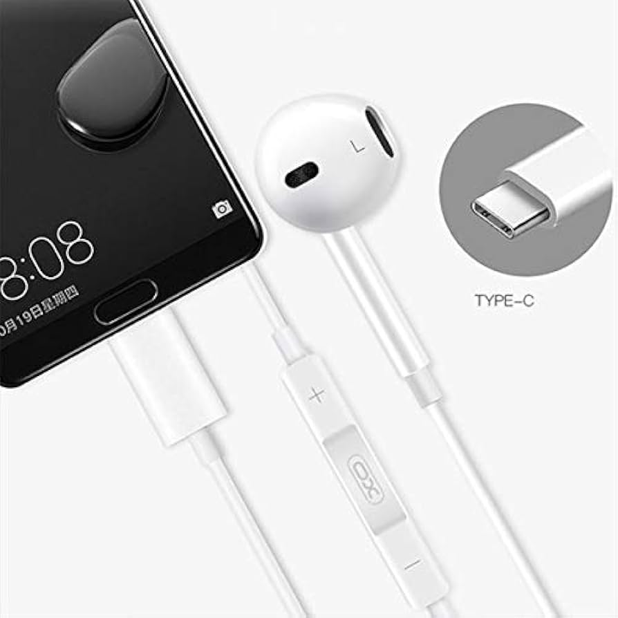 XO-S31 White Stereo USB-C Wired Earphones | EXSXO-S31 Headphones