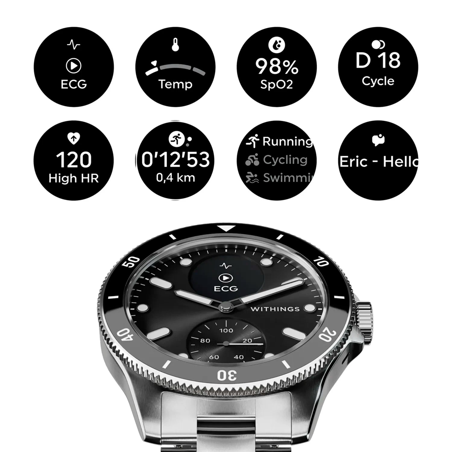 Withings ScanWatch Nova - Premium Health Smartwatch with ECG & SpO2 - Black | 78-HWA10-model 9-All-Int