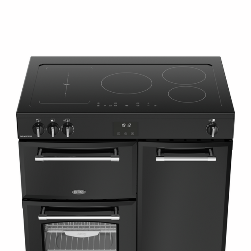 Belling Farmhouse 90cm Induction Range Cooker, Black 444411823