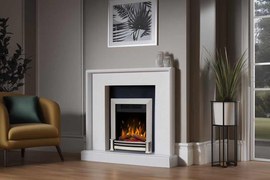 Dimplex Elva 16 Inch 2kW Optiflame Inset Electric Fire Brushed Chrome | ELV16CH