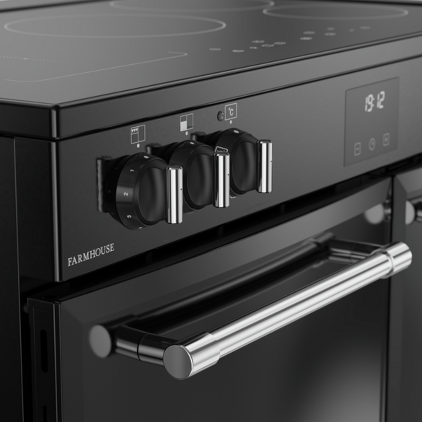 Belling Farmhouse 90cm Induction Range Cooker, Black 444411823