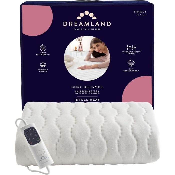 Dreamland Cosy Dreamer Single Heated Underblanket White | 16994