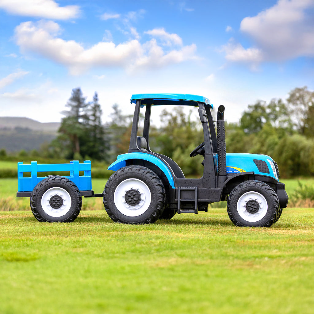New Holland 24V Electric Blue Tractor with Trailer