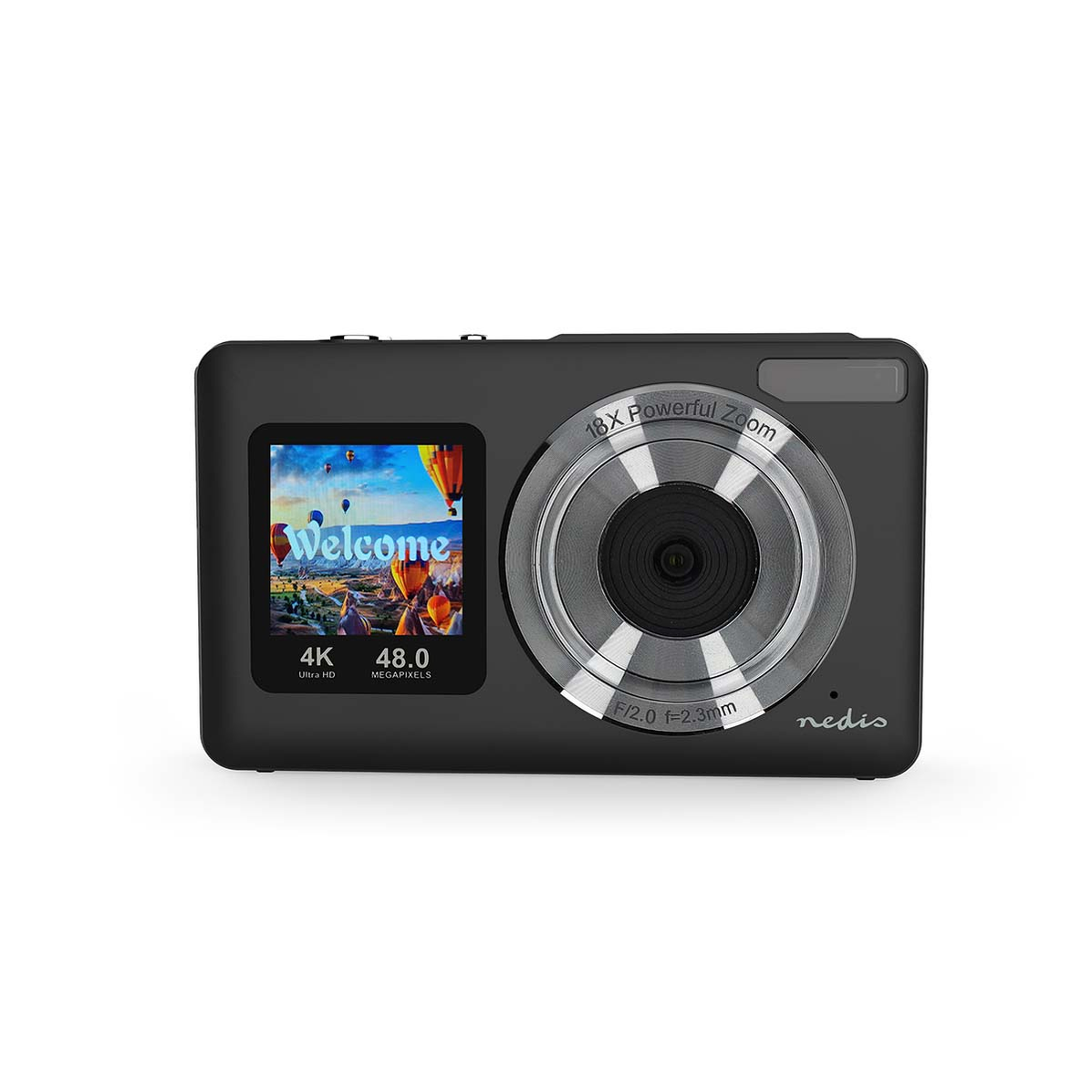 Nedis Dual Screen 48MP 4K Digital Camera Black | HM41PC2530