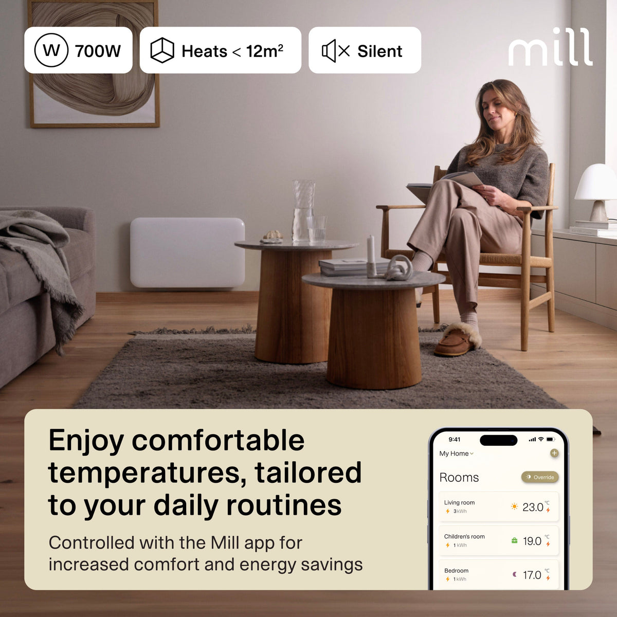 Mill Invisible Smart WiFi Panel Heater 700W White product image