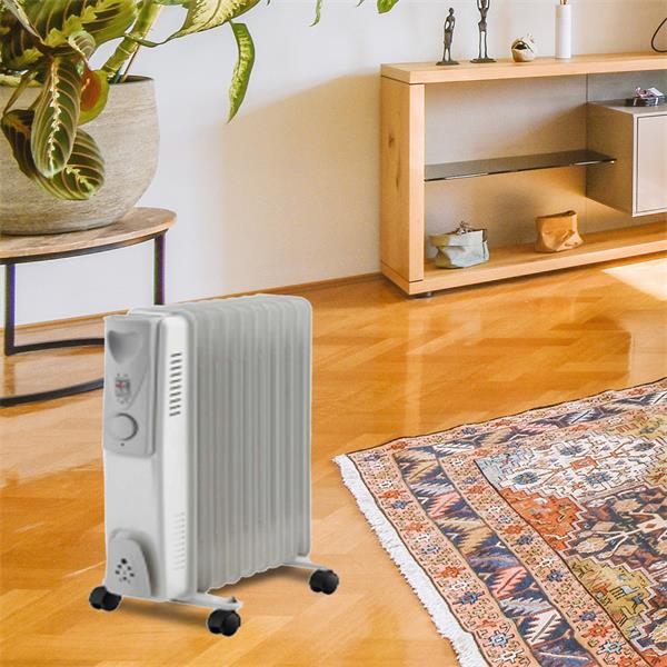 Home Collection 2.5kW 11 Fin Oil Filled Radiator with Timer White | 21042