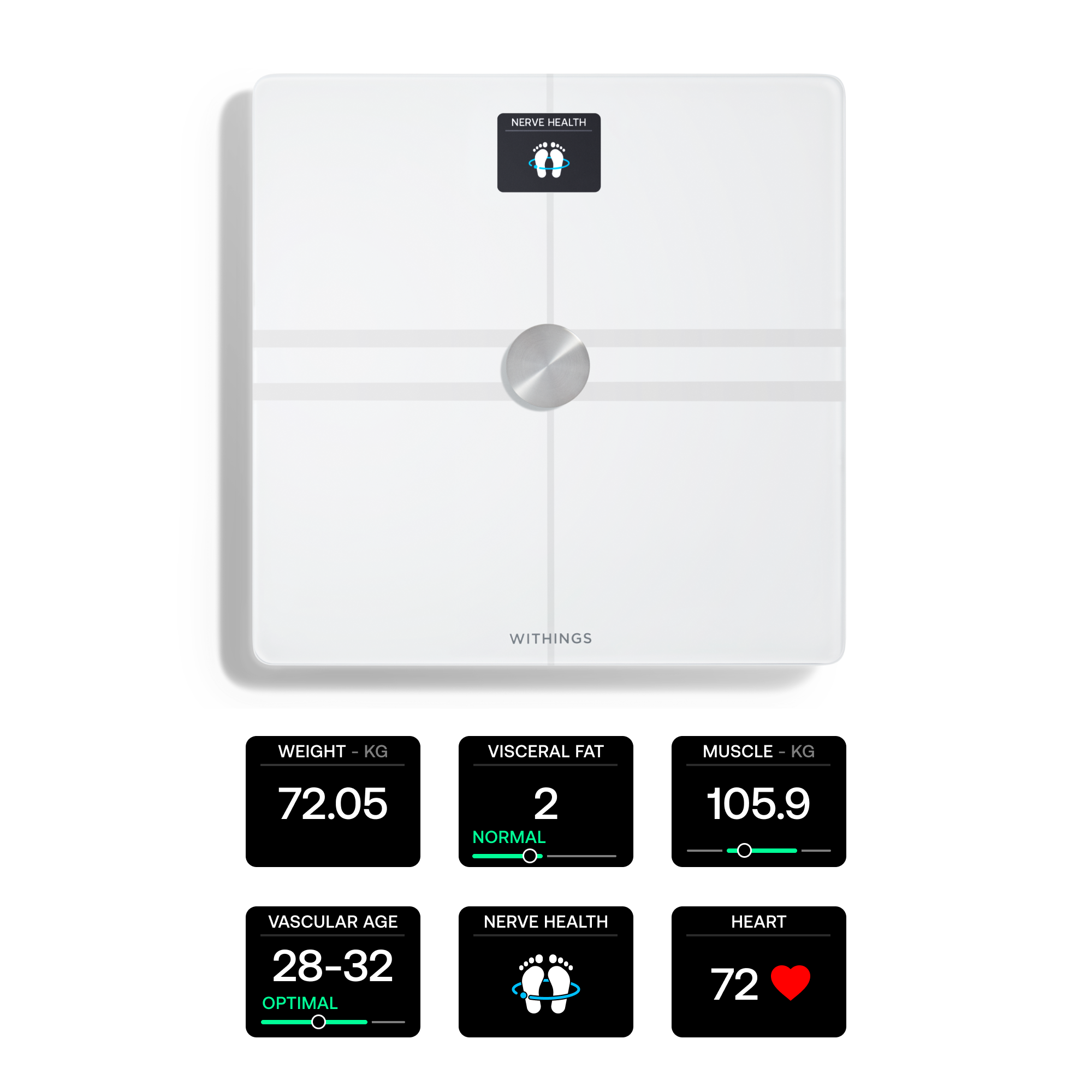 Withings Body Comp - Smart Scale with Body Composition & Visceral Fat Analysis - White | 78-WBS12-White-All-Inter