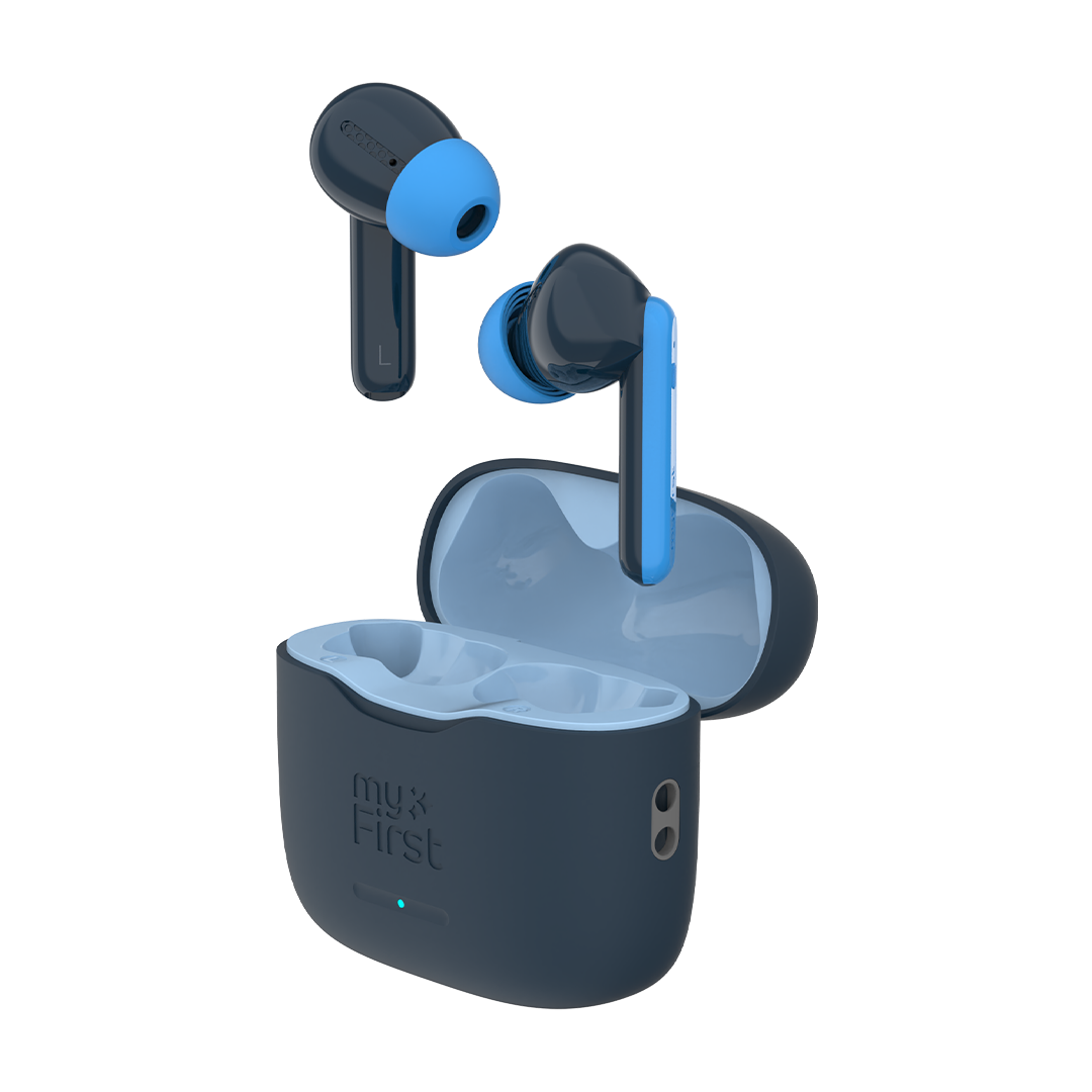 myFirst CareBuds - True Wireless Earbuds, 85dB Safe, 20hr Battery - Space Blue | 256-FH8505SA-SB01 Headphones