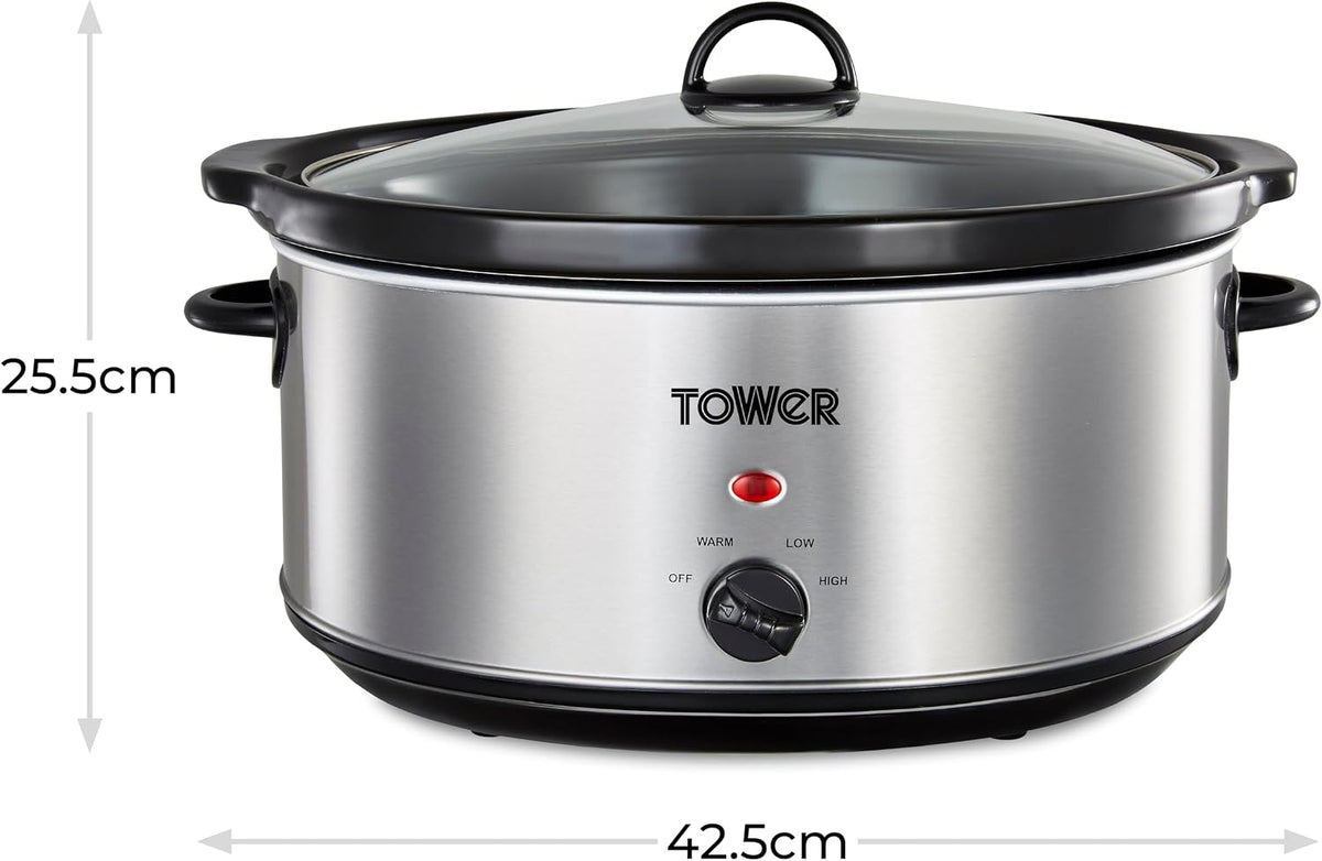 Tower 6.5L Stainless Steel Slow Cooker | T16040Y
