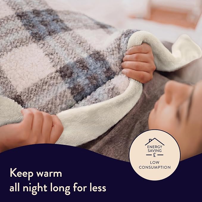 Dreamland Naptime Sherpa Heated Throw Blue and Grey | 26260