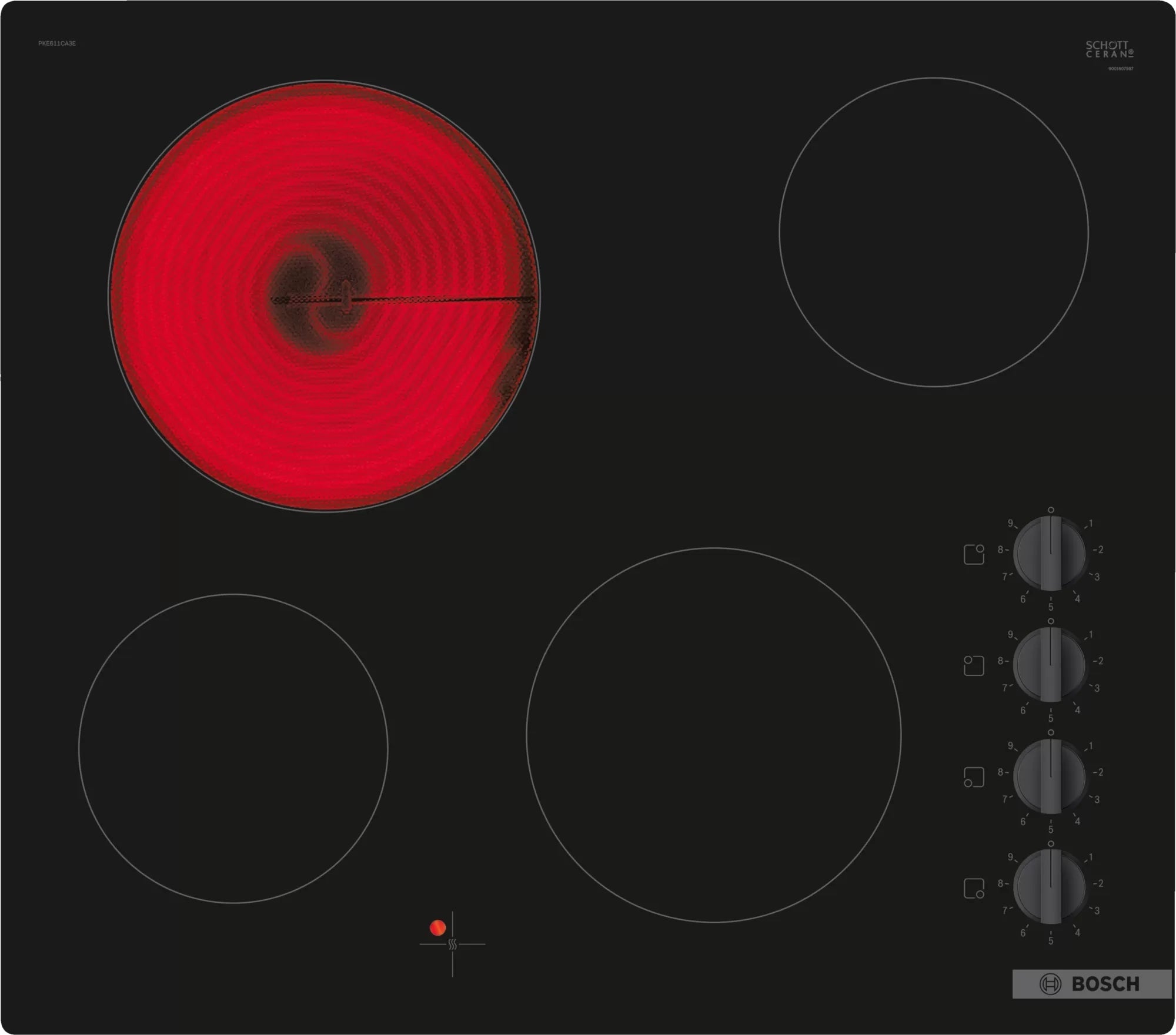Bosch Serie 2 60cm Built-In 4 Zone Electric Hob Black | PKE611CA3E