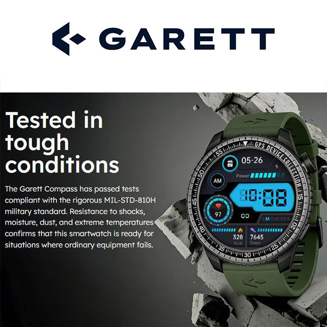 Garett Compass GPS Smart Watch Black Steel | COMPASGPSBLKSTEEL