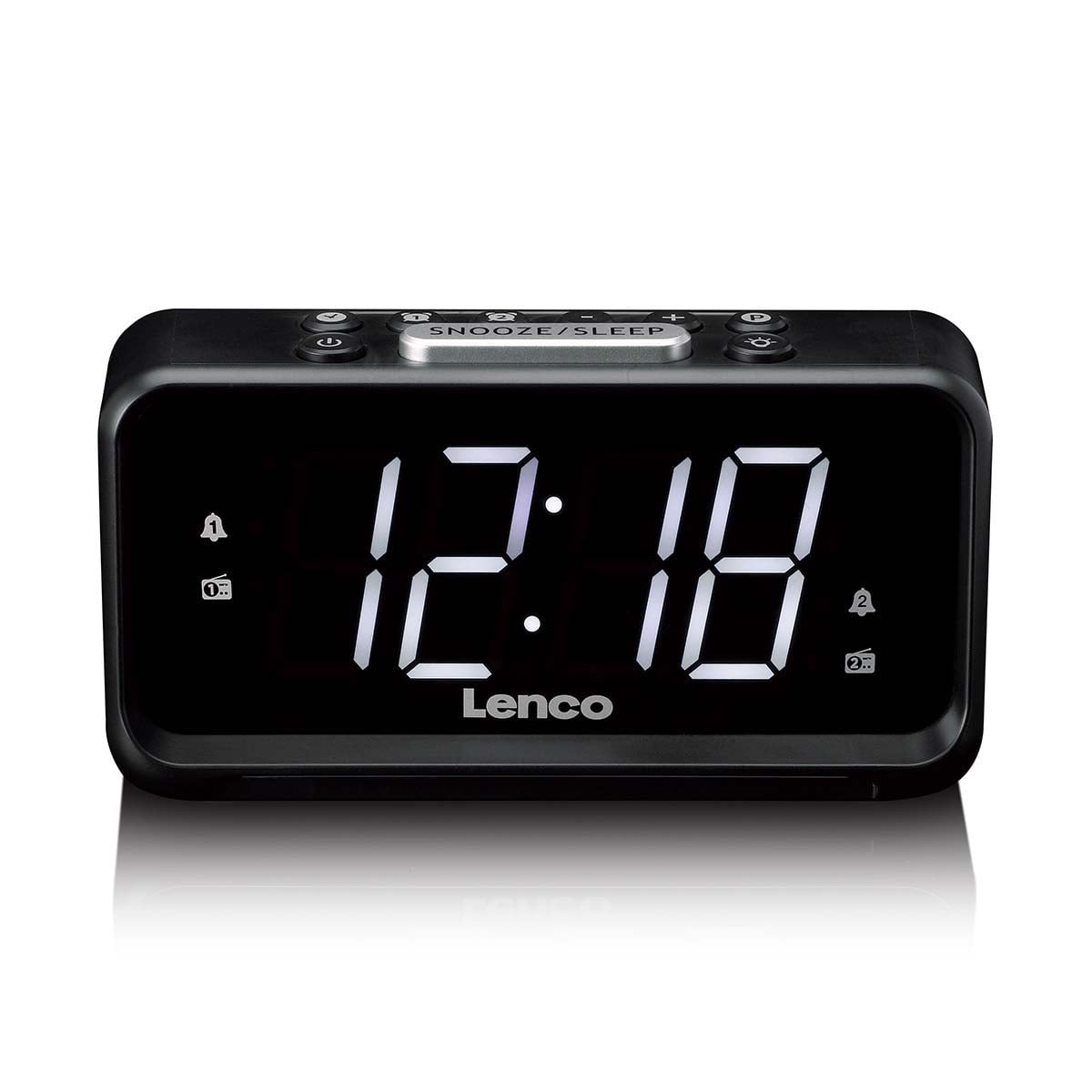 Lenco FM Clock Radio with USB Charging Black | CR-28BK