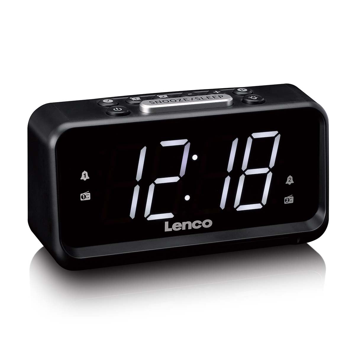 Lenco FM Clock Radio with USB Charging Black | CR-28BK
