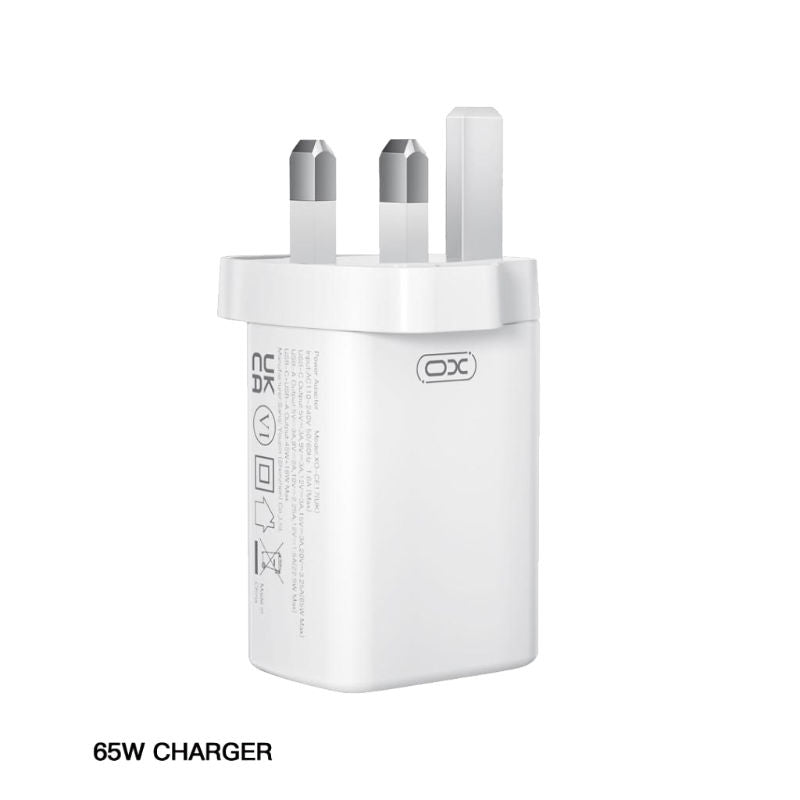 XO White CE17 65W USB-A and USB-C Fast Charger Charger