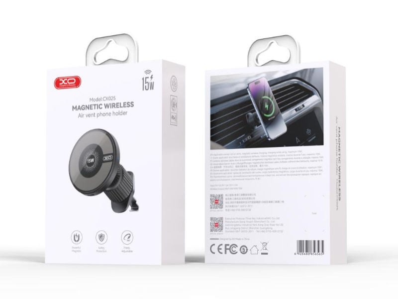 XO Magnetic Car Air Vent 15W Wireless Charging Mount