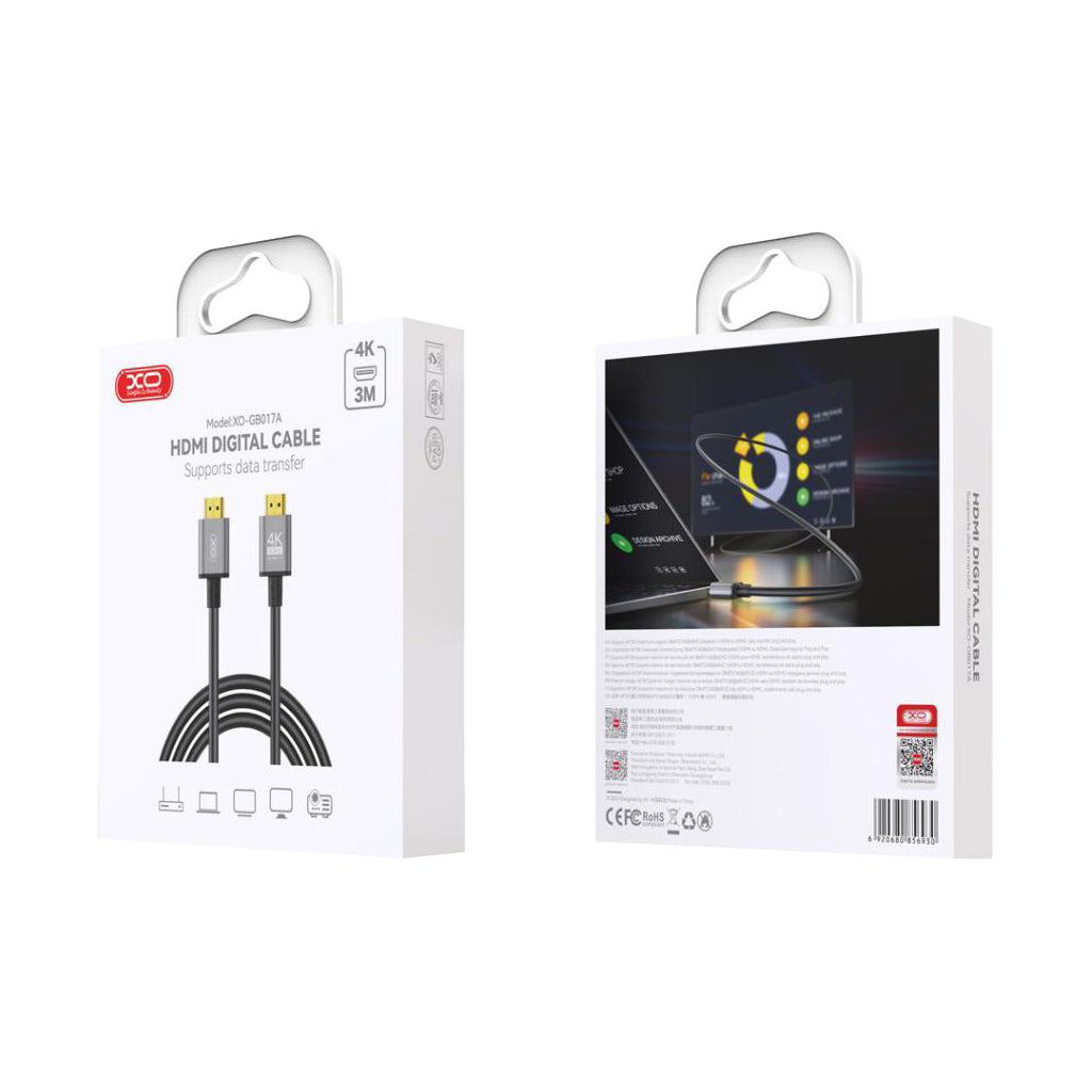 XO Gb017A 3M HDMI To HDMI Metal Adapter Cable