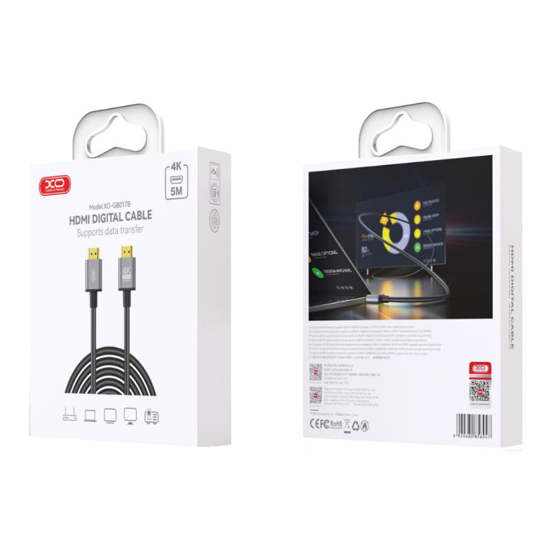 XO GB017B 5M 4K HDMI To HDMI Metal Adapter Cable