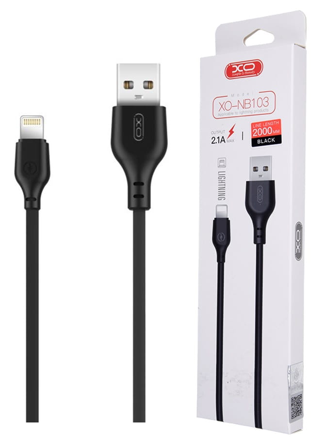 XO Black NB103 USB Lightning Cable 2.4A - 2m